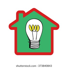 Vector image of light bulb and a house