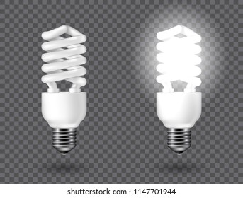 Vector image of a light bulb. Realistic 3d object on a transparent background. The effect of light. The symbol of creativity and ideas. 