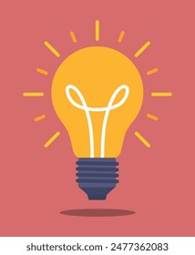 Vector image of a light bulb. The light bulb symbolizes an idea, an idea, a concept. Flat style graphics.