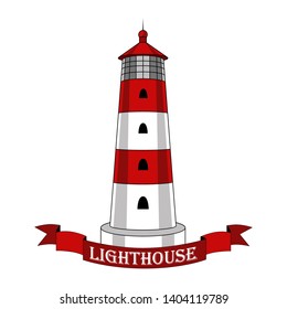 Vector image of a lighthouse on a white background.