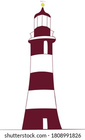 Vector image of lighthouse painted in red and white stripes. This design of lighthouse usually used in all over United Kingdom specifically to warn all the ships or boats.