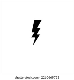 Vector image of lightning icon, colored in black, white background.