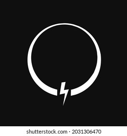 Vector image of lightning symbol logo and black and white circle.