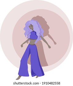 Vector image of a lilac long-haired girl 