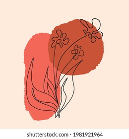 Vector image line art doodle icon red plant flower summer bloom