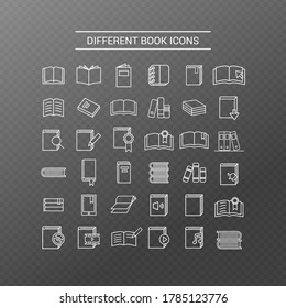 Vector image. Line icons of books.