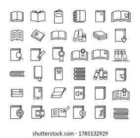 Vector image. Line icons of books.