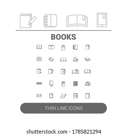 Vector image. Line icons of books.