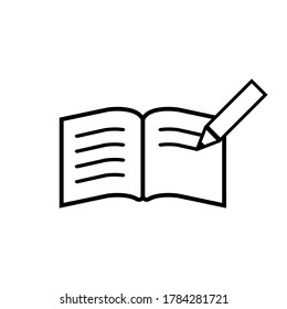 Imagen vectorial. Iconos de línea de escritura en un bloc de notas.
