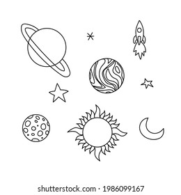 Vector image of linearly drawn space objects