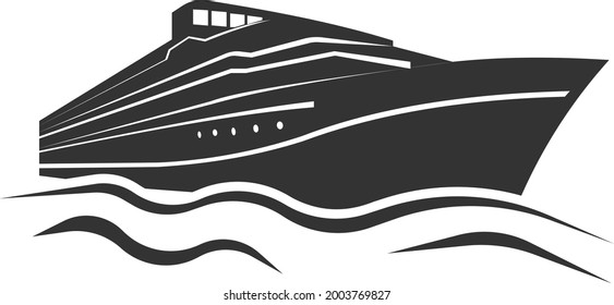 Vector image of the liner. Circumnavigation of the world by sea. The image is isolated on a white background.
