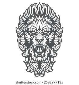 Vector image of a lion, hand drawing