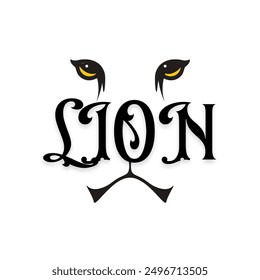 Vector image of an lion head with lion text on white background. International Lion Day. Vectoer illustration.