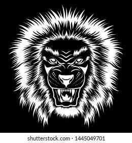 Vector image of a lion on a black background.