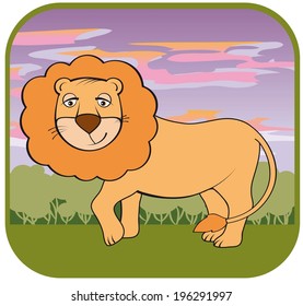 vector image of a lion in the wild