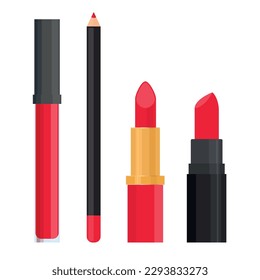 Vector image of lipstick. The concept of makeup and self-care. A bright element of cosmetics for design.