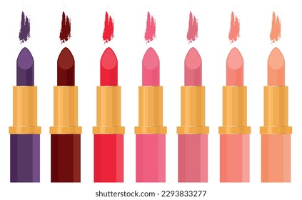Vector image of lipstick. The concept of makeup and self-care. A bright element of cosmetics for design.