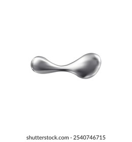 A vector image with a liquid blob with a futuristic design and a silver glossy finish on a white background. An abstract form for creating modern creative projects