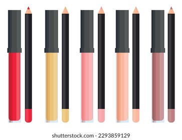 Vector image of liquid lipstick for lips. The concept of makeup and self-care. A bright element of cosmetics for design.