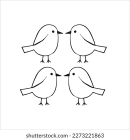 Vector image of a little bird, black and white colors, white background.