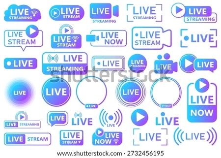 Vector image of a live streaming icon. Button and symbol for live and online streaming. Live streaming logo. Element for your design.