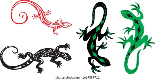 vector image of lizards for tattoos and logos