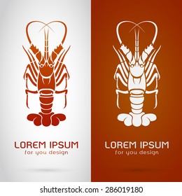 Vector image of an lobster design on white background and orange background, Logo, Symbol