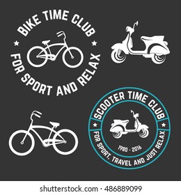 Vector image logo bike and scooter time club on white background