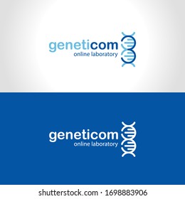 Imagen vectorial del logo. Nombre del laboratorio en línea en color azul y blanco.