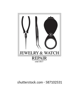 vector image of logo jewelry service. Trendy concept for repair shop or maintenance of jewelry or expensive products