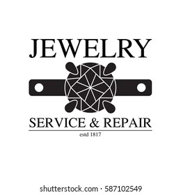 vector image of logo jewelry service. Trendy concept for repair shop or maintenance of jewelry or expensive products