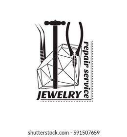 vector image of logo jewelry service. Trendy concept for repair shop or maintenance of jewelry or expensive products