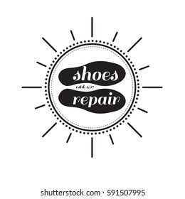 vector image of logo of shoe repair services. Trendy concept for workshop repair or restoration of leather goods