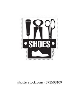 vector image of logo of shoe repair services. Trendy concept for workshop repair or restoration of leather goods