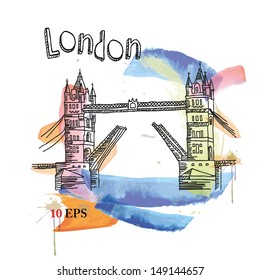 vector image of london symbols. tower bridge.