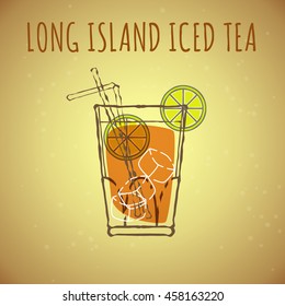 Vector Image Of Long Island Ice Tea. Styling In Color