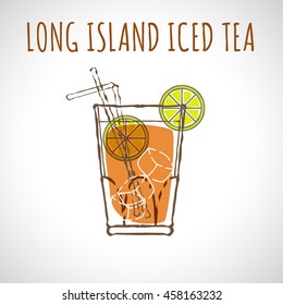 vector image of long island ice tea. styling in color