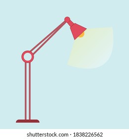 Vector image of a long red table lamp