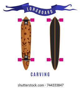 Vector image of a longboard carving type . With ornament