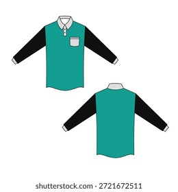 Vector Imagen de una camiseta de manga larga con cuello y combinación de colores