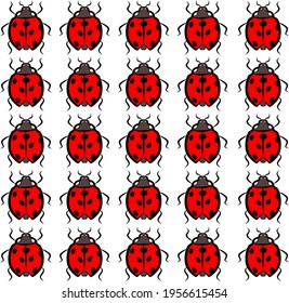 Vector image of lots of cute red beetle background