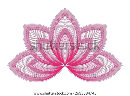 Vector image of lotus filled with guilloche patterns