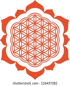 Vector image /  Lotus - Flower of life / symbol harmony and balance