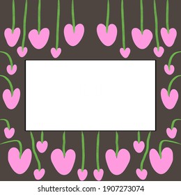 Vector image of love shape and lovable line decoration with white box centered on brown background