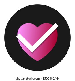 Vector image of a love symbol with a check mark.