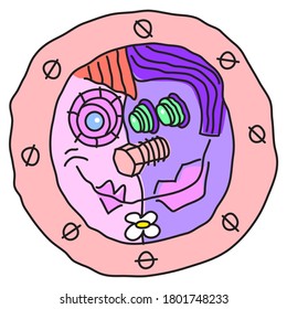 Vector image of a loving couple of androids