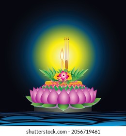Vector image of Loy Krathong festival in Thai tradition.