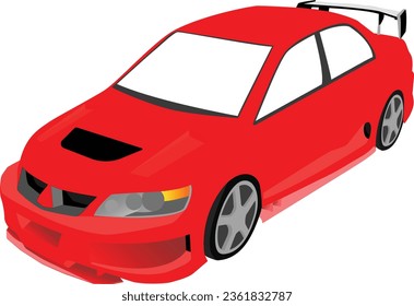 vector image of a luxury red street racing car, shot from an eagle's eye camera angle, using an EPS 10 file and can be edited as desired