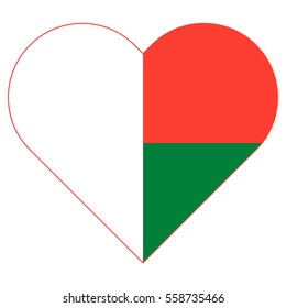 Vector image of the Madagascar flat heart flag
