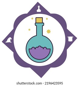 vector image, magic icons with white background and purple border.